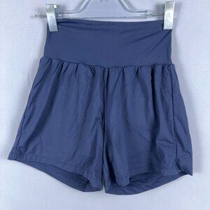 Halara Yoga Shorts Womens Size Small Super High Waist Four Way Stretch Blue